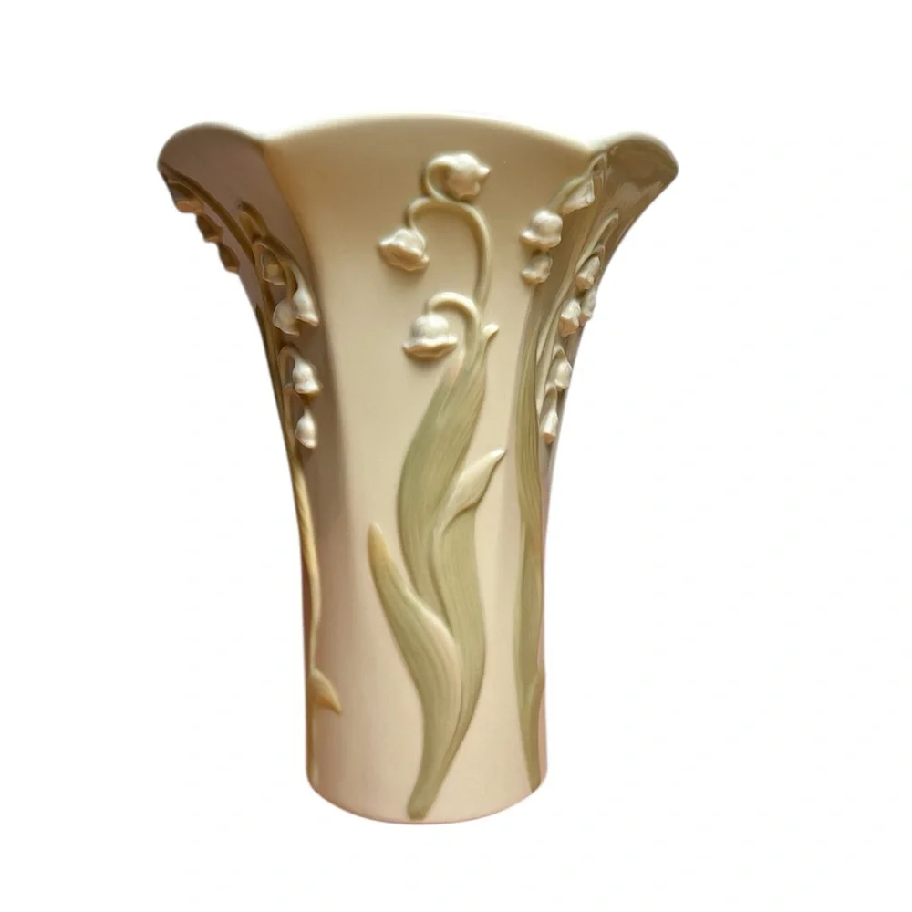Lenox Floral Blossoms Lily of the Valley‎ Vase 7” Cream Green Porcelain